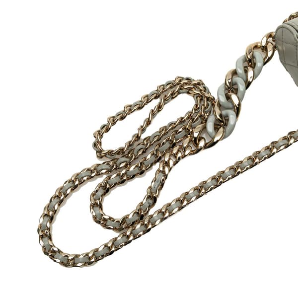 Pre-owned Chanel Mini Lambskin Elegant Chain Vanity Case Gray