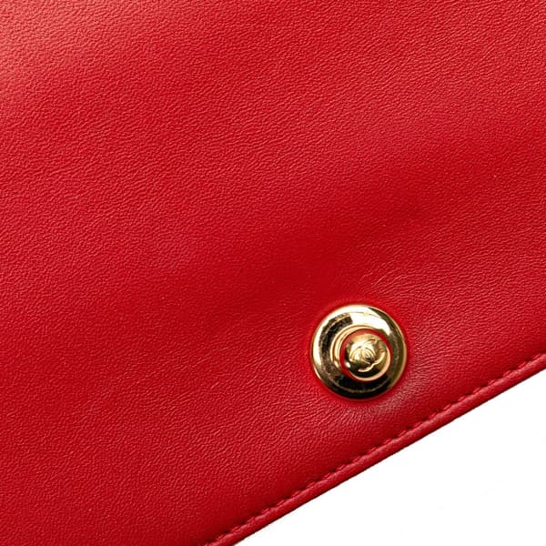 Pre-owned Chanel Old Medium Lambskin Embossed Cube Boy Flap Red