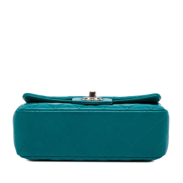 Pre-owned Chanel Mini Rectangular Classic Lambskin Single Flap Blue
