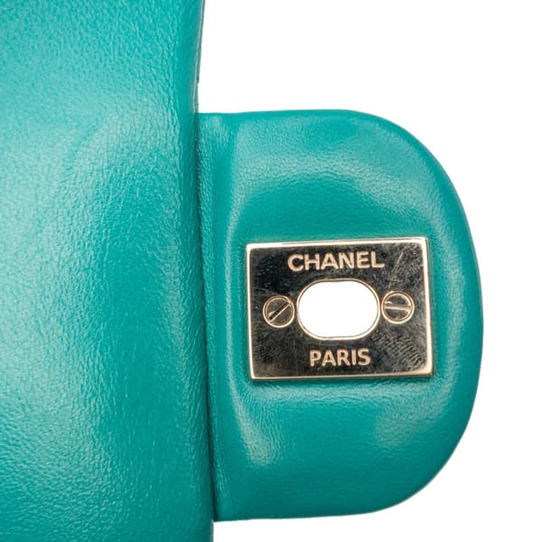 Pre-owned Chanel Mini Rectangular Classic Lambskin Single Flap Blue