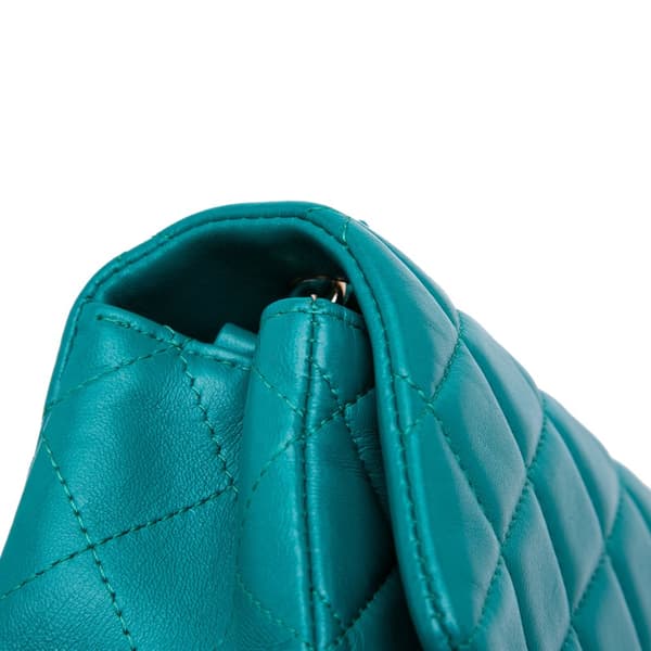 Pre-owned Chanel Mini Rectangular Classic Lambskin Single Flap Blue