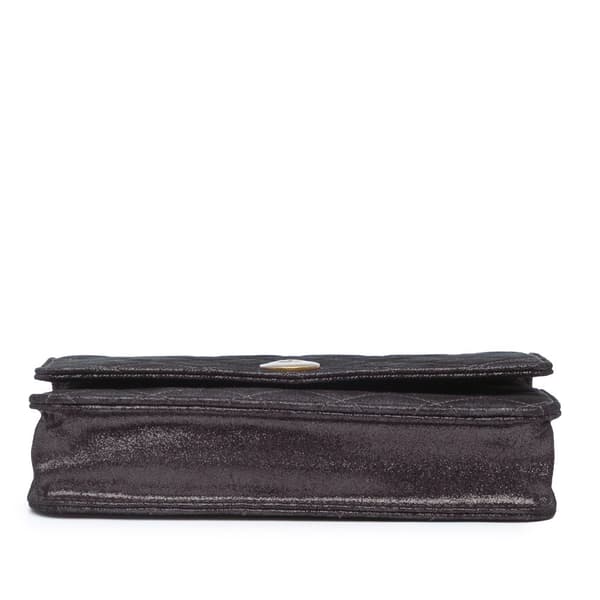 Pre-owned Chanel Metiers d’Art Quilted Iridescent Lambskin Tartan Button Wallet On Chain Brown