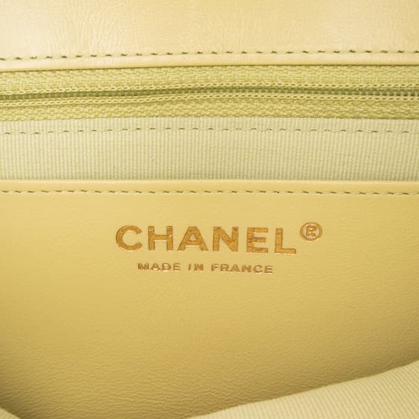 Pre-owned Chanel Mini Square Lambskin Casino Royale Charms Single Flap Green
