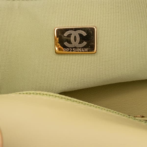 Pre-owned Chanel Mini Square Lambskin Casino Royale Charms Single Flap Green