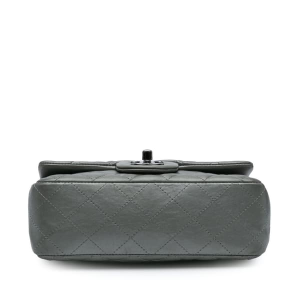 Pre-owned Chanel Mini Rectangular Classic Lambskin Single Flap Silver