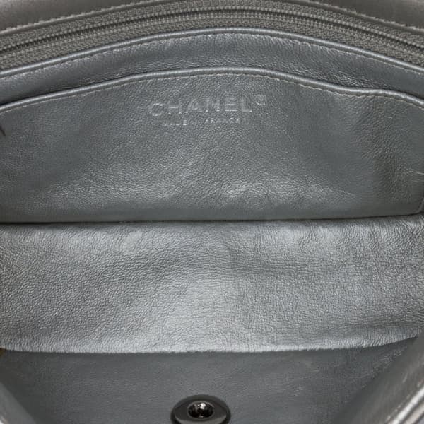 Pre-owned Chanel Mini Rectangular Classic Lambskin Single Flap Silver