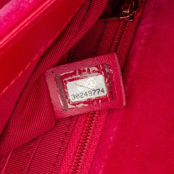 Pre-owned Chanel Mini Square Classic Velvet Pearl Crush Single Flap Pink