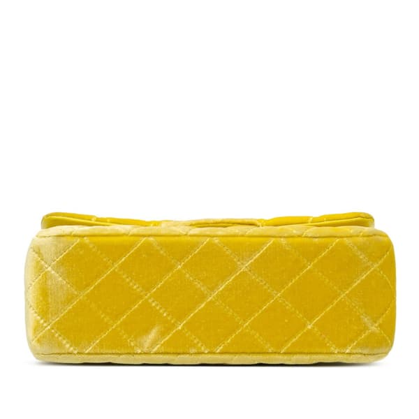 Pre-owned Chanel Mini Rectangular Classic Velvet Single Flap Yellow