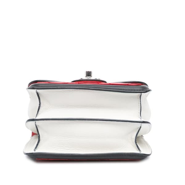 Pre-owned Chanel Mini Square Lambskin Graphic Flap Crossbody Red
