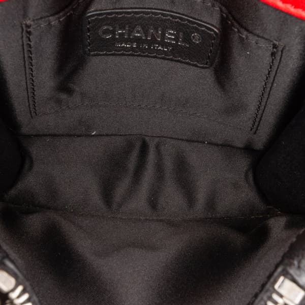 Pre-owned Chanel Mini Square Lambskin Graphic Flap Crossbody Red