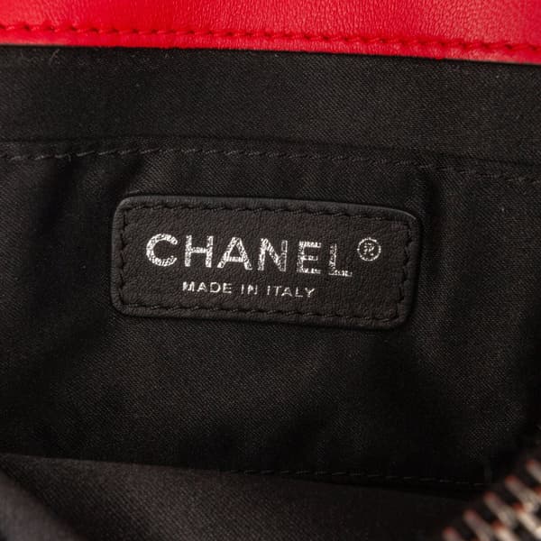 Pre-owned Chanel Mini Square Lambskin Graphic Flap Crossbody Red