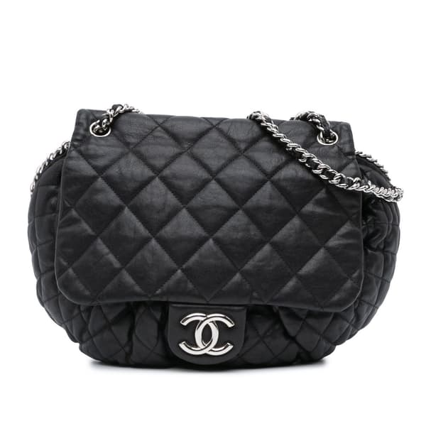 Pre-owned Chanel Large Lambskin Chain Around Flap Black