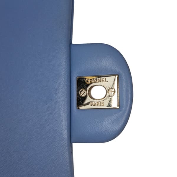 Pre-owned Chanel Mini Square Classic Lambskin Single Flap Blue
