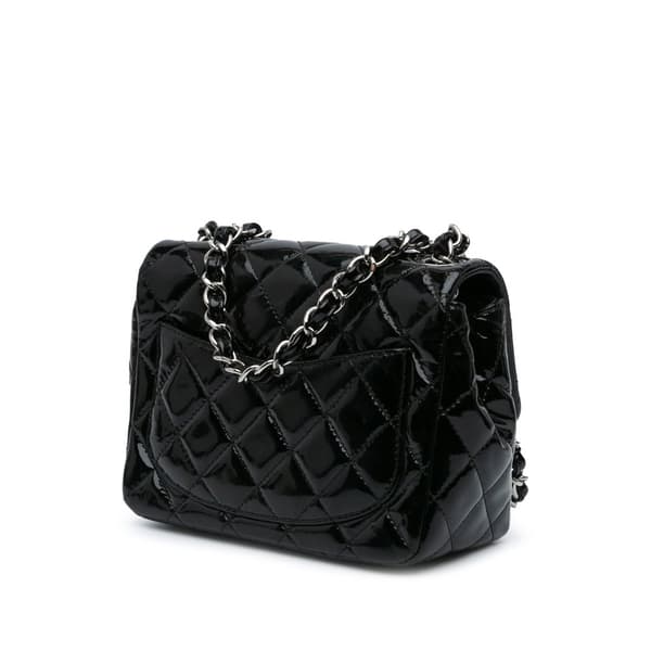 Pre-owned Chanel Mini Square Classic Patent Single Flap Black
