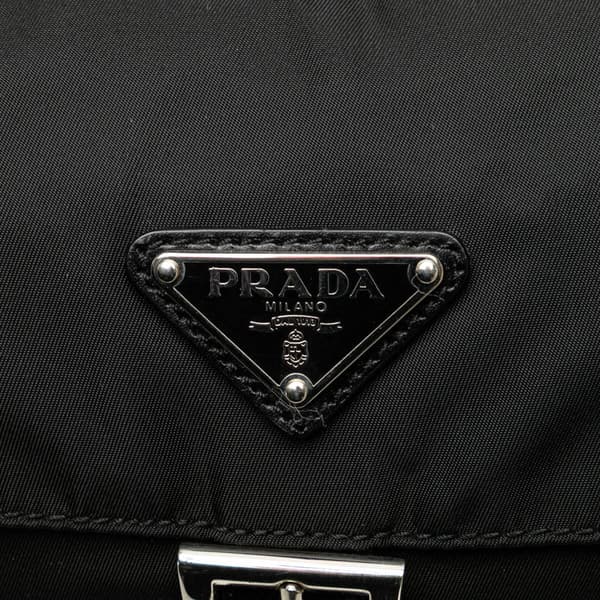 Pre-owned Prada Tessuto Buckle Messenger Bag Black