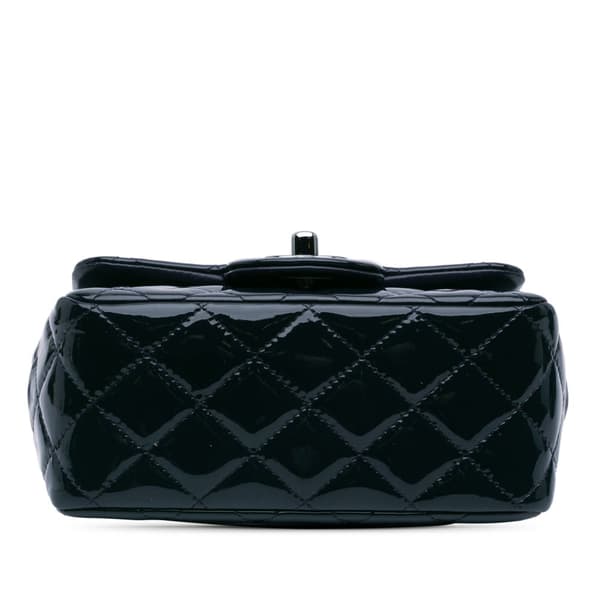Pre-owned Chanel Mini Square Classic Patent Single Flap Blue