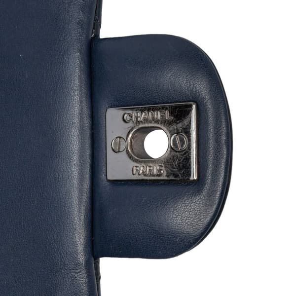 Pre-owned Chanel Mini Square Classic Patent Single Flap Blue