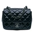 Miniatyrbilde 1 av 9: Pre-owned Chanel Mini Square Classic Patent Single Flap Blue