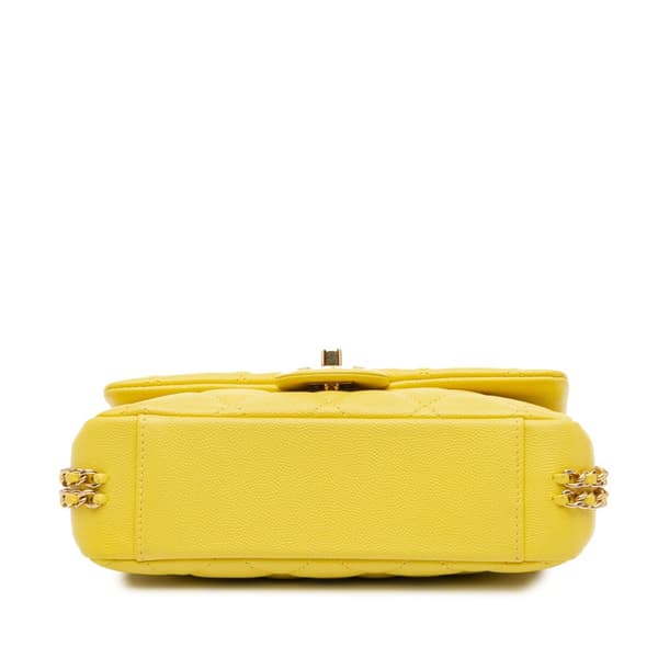 Pre-owned Chanel Mini Quilted Caviar CC You Flap Yellow