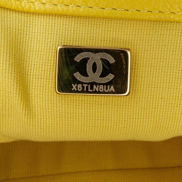 Pre-owned Chanel Mini Quilted Caviar CC You Flap Yellow