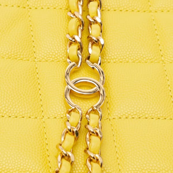 Pre-owned Chanel Mini Quilted Caviar CC You Flap Yellow