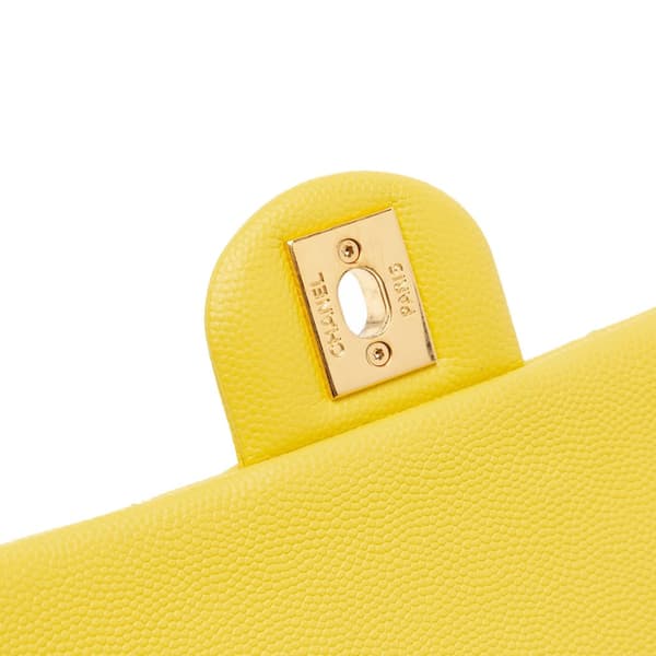 Pre-owned Chanel Mini Quilted Caviar CC You Flap Yellow
