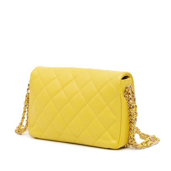 Pre-owned Chanel Mini Quilted Caviar CC You Flap Yellow