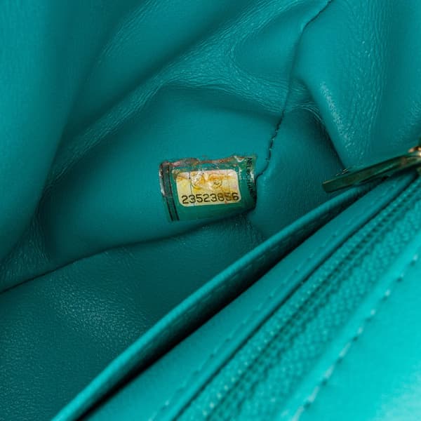 Pre-owned Chanel Mini Rectangular Classic Lambskin Single Flap Blue