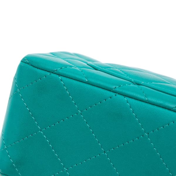 Pre-owned Chanel Mini Rectangular Classic Lambskin Single Flap Blue