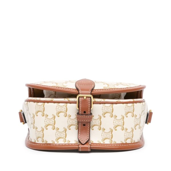 Pre-owned Celine Medium Triomphe Coated Canvas Folco Crossbody White