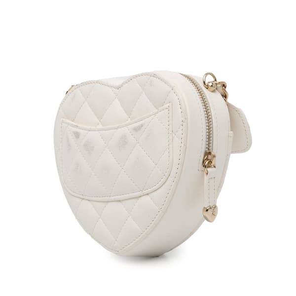 Pre-owned Chanel Mini Lambskin CC in Love Heart Crossbody White