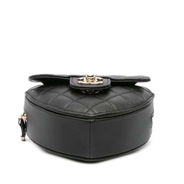 Pre-owned Chanel Mini Lambskin CC in Love Heart Crossbody Black