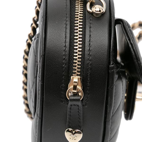 Pre-owned Chanel Mini Lambskin CC in Love Heart Crossbody Black