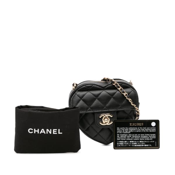 Pre-owned Chanel Mini Lambskin CC in Love Heart Crossbody Black