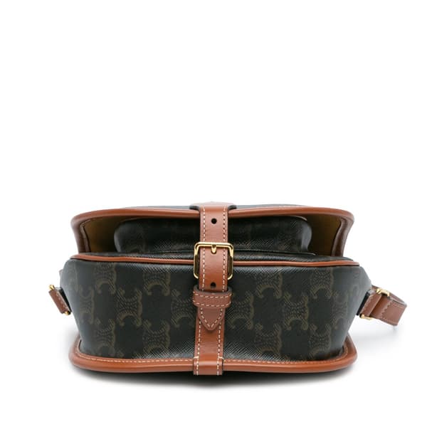 Pre-owned Celine Medium Triomphe Coated Canvas Folco Crossbody Brown