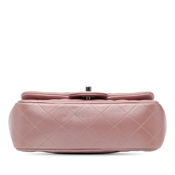 Pre-owned Chanel Mini Rectangular Classic Iridescent Lambskin Single Flap Pink