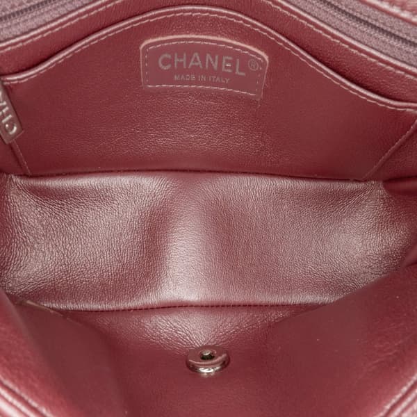 Pre-owned Chanel Mini Rectangular Classic Iridescent Lambskin Single Flap Pink