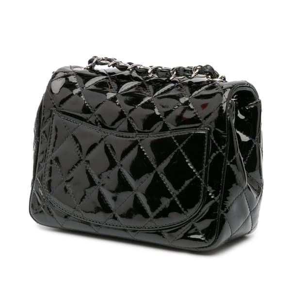 Pre-owned Chanel Mini Square Classic Patent Single Flap Black