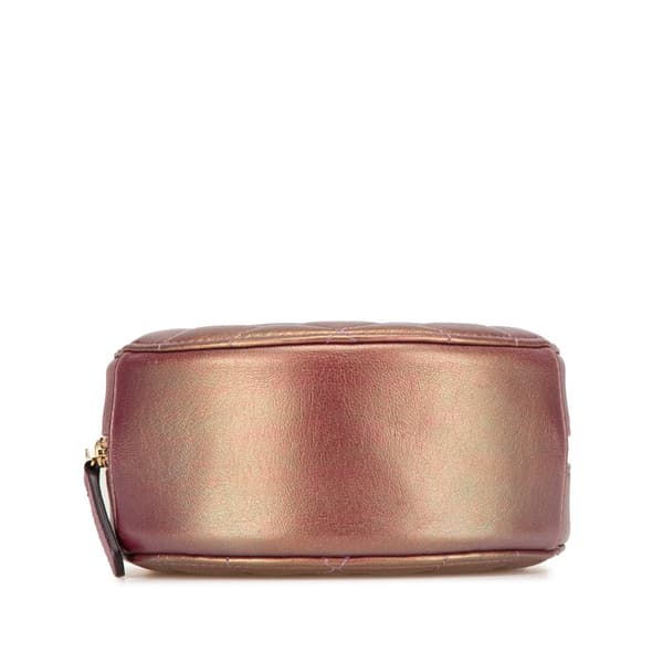Pre-owned Chanel Quilted Iridescent Lambskin Round Clutch With Chain Purple