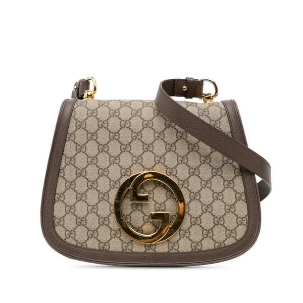 Pre-owned Gucci Medium GG Supreme Blondie Crossbody Brown