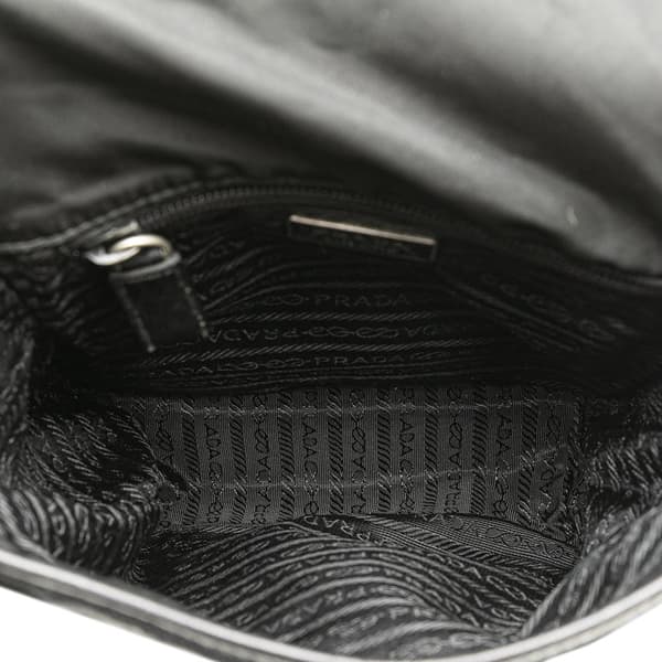 Pre-owned Prada Tessuto Buckle Messenger Bag Black