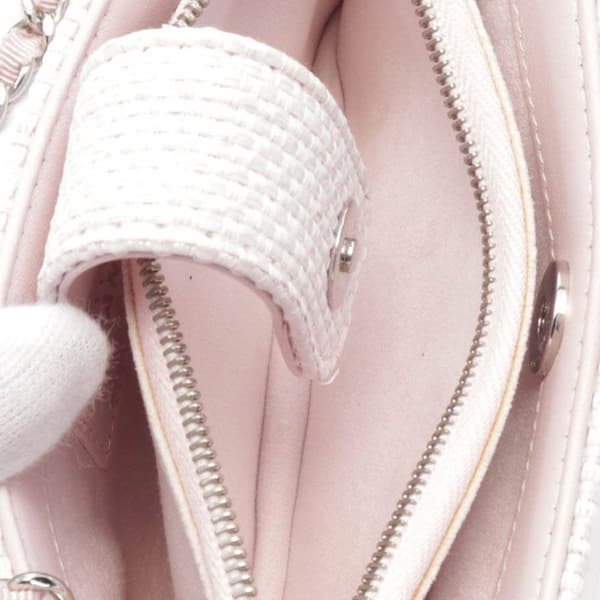 Pre-owned Chanel Raffia Deauville Phone Clutch on Chain Pink