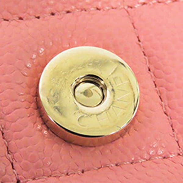 Pre-owned Chanel Classic Caviar Wallet On Chain Pink