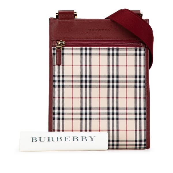 Pre-owned Burberry House Check Canvas Crossbody Brown