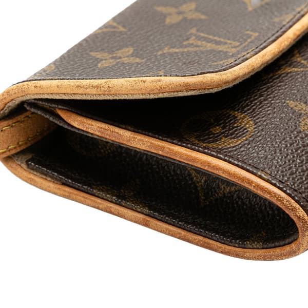 Pre-owned Louis Vuitton Monogram Pochette Twin PM Brown