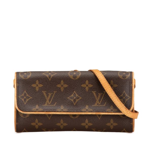 Pre-owned Louis Vuitton Monogram Pochette Twin PM Brown