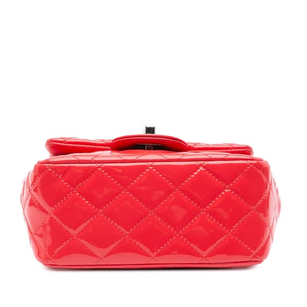 Pre-owned Chanel Mini Square Classic Patent Single Flap Red