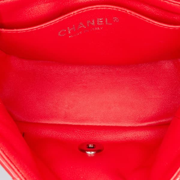 Pre-owned Chanel Mini Square Classic Patent Single Flap Red