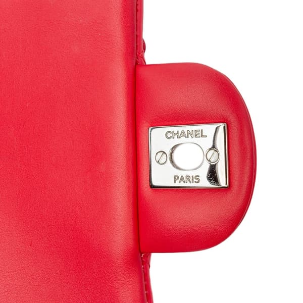 Pre-owned Chanel Mini Square Classic Patent Single Flap Red