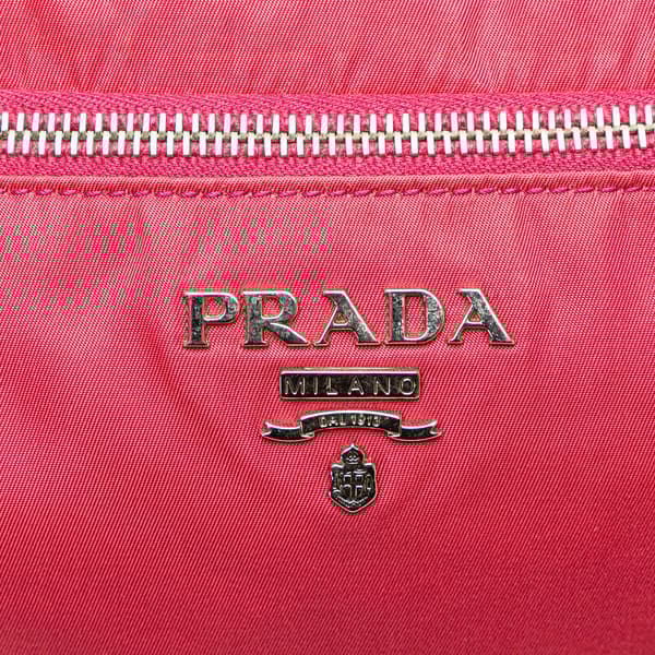 Pre-owned Prada Saffiano Trimmed Tessuto Zip Top Crossbody Red